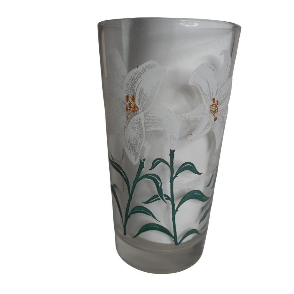 MCM Peanut Butter Drinking Juice Glass Tumbler Easter Lily Estate find 5"